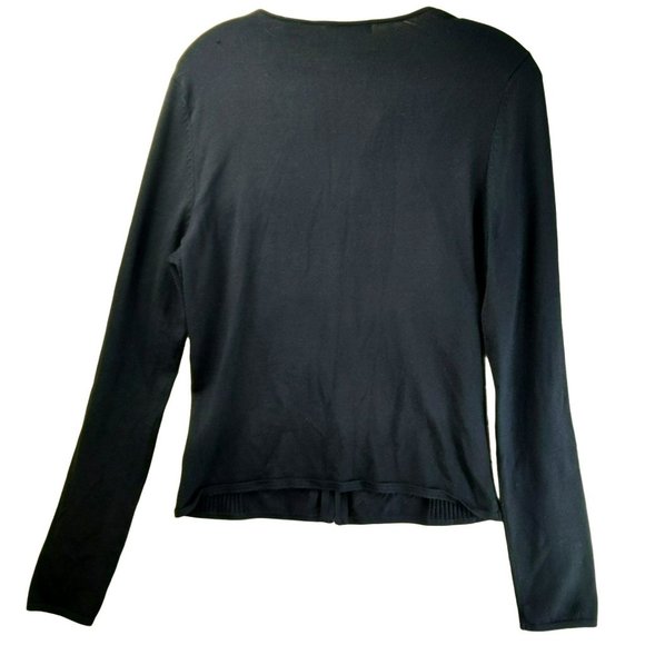 Valerie Stevens Collection Women's M Black Silk Blend Front Zip Beaded Cardigan - Picture 3 of 15